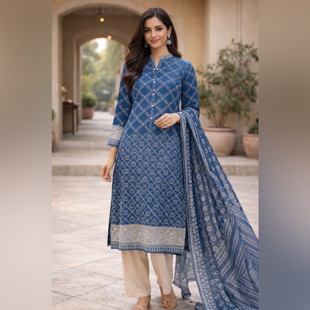 Junaid Jamshed Pret three pieces outfit NWT - Kurta , pants with Duppata size 10